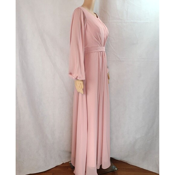 New Mother of the Bride (8) Dusty Rose Chiffon Long Long Sleeve Maxi Dress - Picture 8 of 9